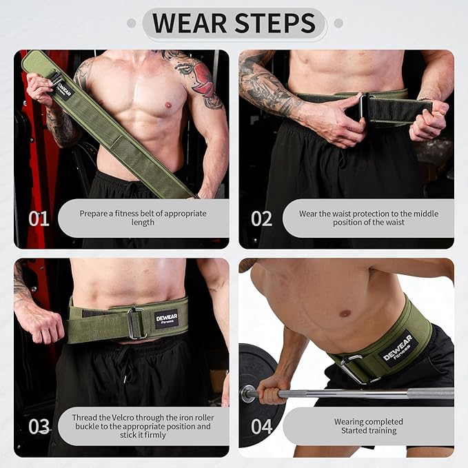 Durable Weight Lifting Belt, 4'' Wide Gym Belt for Bodybuilding, Powerlifting, Squats, Deadlift - Provides Lumbar Support & Stability for Men & Women