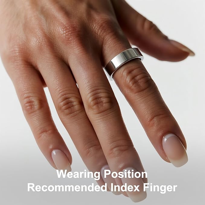Titanium Smart Ring, Sleep & Activity Tracking Ring with Heart Rate, HRV, Stress Insights, 7-Day Battery Life, No Subscription, IP68 Waterproof, iOS & Android Compatible (Silver, 8)