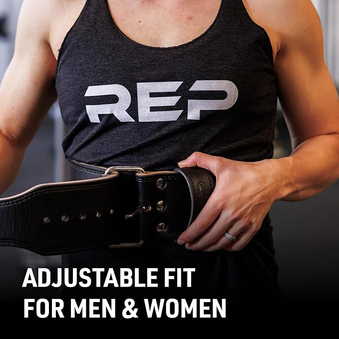REP Leather Lined Weightlifting Belt, 10mm Powerlifting Support Belt for Squats, Deadlifts, Gym Training, IPF Compliant, Adjustable Buckle, Back Brace for Men and Women