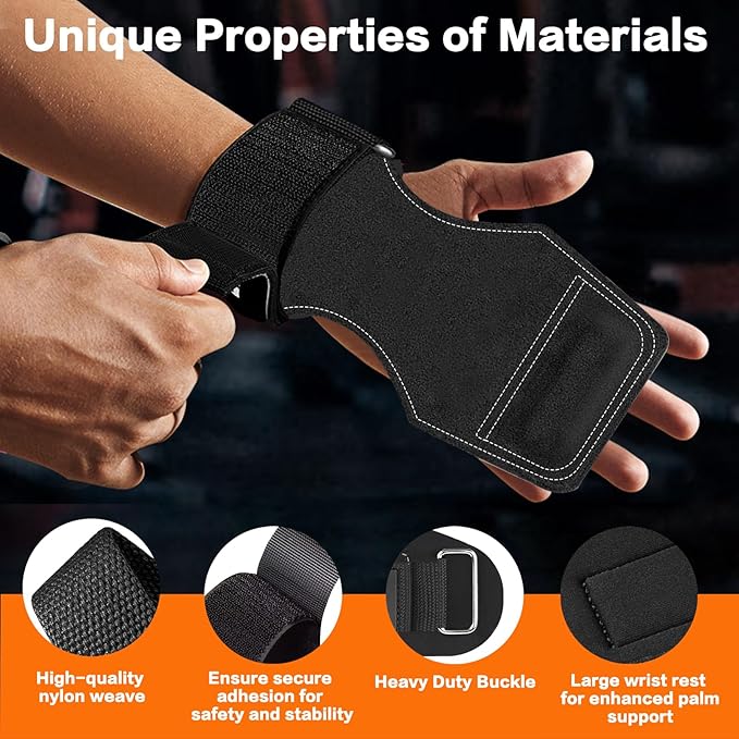 Weight Lifting Wrist Strap, Double-Layer Leather Wrist Straps for Gym Strength Training Weightlifting,Deadlift and Powerlifting, Enhance Grip Strength Neoprene Padding Gym Workout Lifting Straps Men/Women Pair