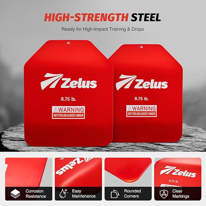 ZELUS Curved Weighted Vest Plates for Workout, 5.75/8.75/13.75LB Pairs Steel Weight Plates for Tactical Weight Vest, Ergonomic Training Plates for Running, CrossFit & Strength Training