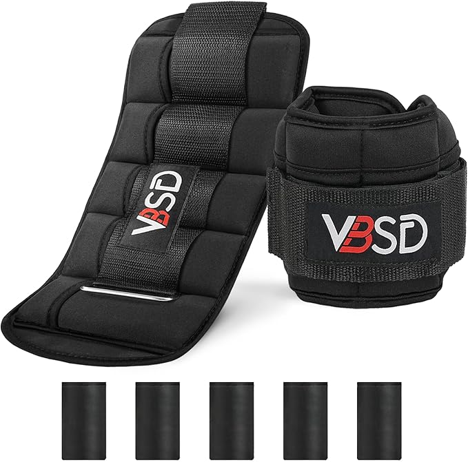 VBSD Adjustable Ankle Weights for Men Women, 2 4 6 8 10 lbs 1 Pair Leg Weight Straps, Weighted Ankle Weight Set with Removable Sandbags for Walking Running Yoga Physical Therapy Gym Home Workout