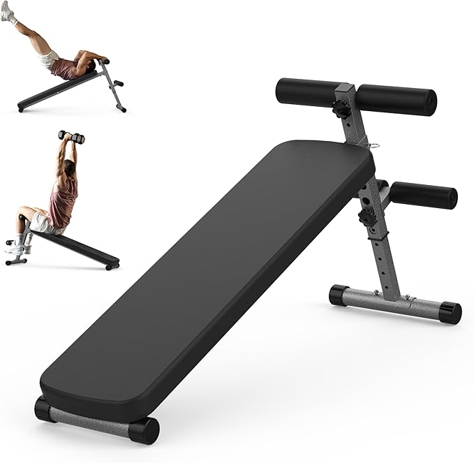 Finer Form Gym-Quality Adjustable Sit Up Ab Bench & Decline Weight Bench for Home Gym Strength Training.