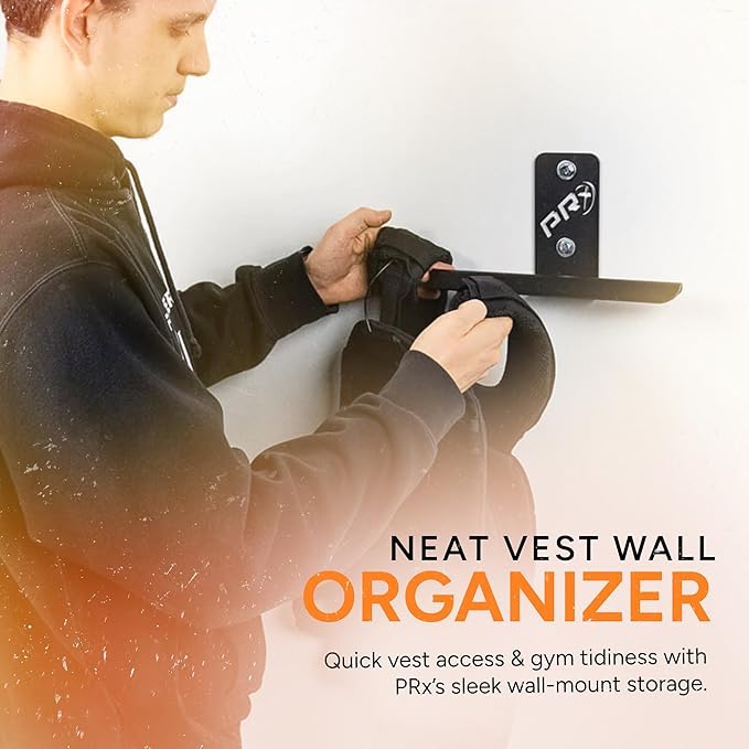 PRx Performance USA Made Wall-Mounted Heavy Duty Storage Hanger for Weight Vests,Tactical Gear, Backpacks,and Body Armor Plate Carrier Vest, Durable Steel Construction for Home Garge Gym Accessories