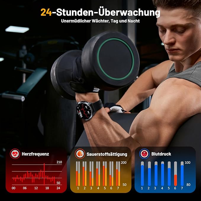 Smart Watch for Men, 1.52" HD Fitness Tracker with Blood Pressure SpO2 Heart Rate Sleep Monitor, 110 Sports Modes, 1000mAh Battery Watches for Men Compatible with Android iPhone