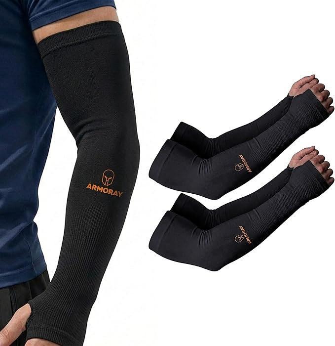 ARMORAY Arm Sleeves for Men and Women - UV Sun Protection Cooling Compression - Tattoo Cover Up Sleeve for Daily Wear & Work