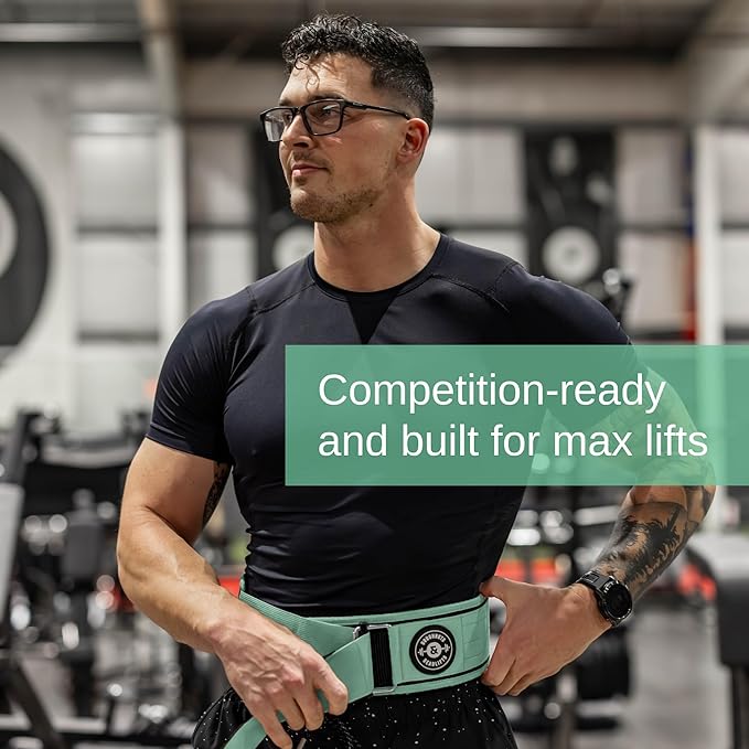 Weight Lifting Belt for Squats, Weightlifting Belt for Deadlifts - 4in Back Support for Bodybuilding | Powerlifting, Locking Metal Buckle, Weight Lifting Belts for Men - Quick Locking