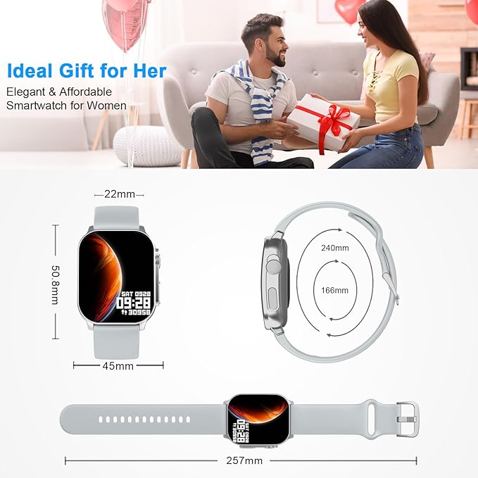 Poounur Smart Watch for Women Men with Bluetooth Call, Built in Smartwatch, Fitness Watch with Sleep Heart Rate Monitor, 110+ Sport Modes, IP68 Waterproof Watch Compatible