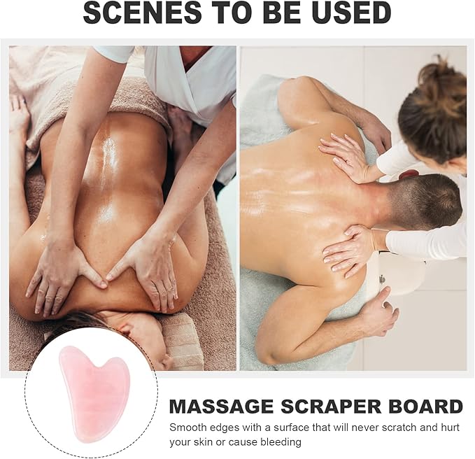 Gua Sha Facial Tools Guasha Tool Gua Sha Jade Stone for Face Skincare Facial Body Tensions Reduce Puffiness Festive (Pink)