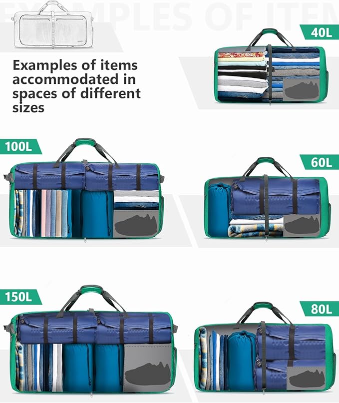 Gonex Large Foldable Travel Duffle Bag with Shoes Compartment, Packable Lightweight Water Repellent Duffel Bag for Camping Gym Weekender Bag