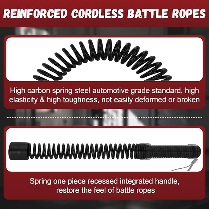 Portable Ropeless Battle Ropes, 2-in-1 Heavy Duty Cordless Battle Ropes for Home Gym (Convertible to Fitness Bar), Strength Building Workout Ropes, Low-Impact Aerobic Training and HIIT for Men & Women
