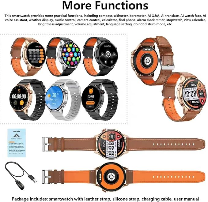 Smart Watch for Men Built-in GPS with Map(Answer/Make Call/Text), 1.46" AI Smartwatch for Android Phones/iPhone, 100+ Sport Mode Fitness Tracker with Health/Sleep Monitor, Compass/Barometer(2 Straps)
