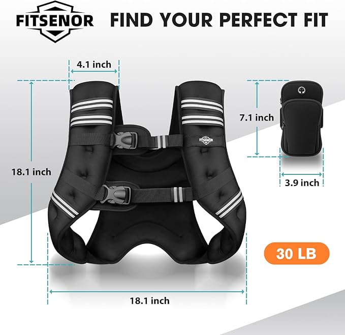 Weighted Vest for Women Walking, 6lb/8lb/12lb/16lb/20lb/30lb Strength Training Weight Vests with Phone Pocket, Comfortable Weighted Vest for Running Men, Rucking, Weight Loss, Gym Accessories