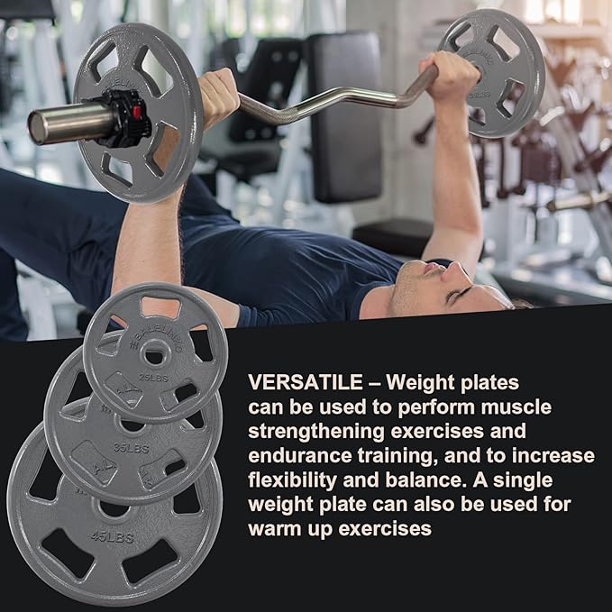 Balelinko Cast Iron 2-Inch Olympic Grip Plate Weight Plate for Strength Training, Weightlifting and Crossfit