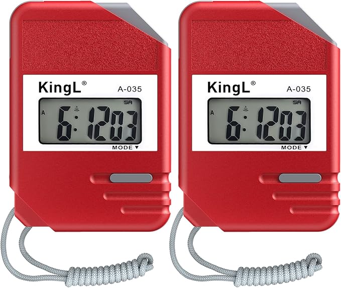 2 Pack Digital Stopwatch Timer with Large Display,Lap Split Mode, Waterproof Handheld Timer for Coaches, Teachers, Kids, Running, Swimming, Training(Red-2 Pack)