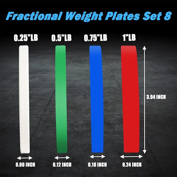 Change Plates Set 1.25LB 2.5LB 5LB Set Fractional Weight Plate Olympic Bumper Plates for Cross Training Steel Insert Strength Training Weight Plates