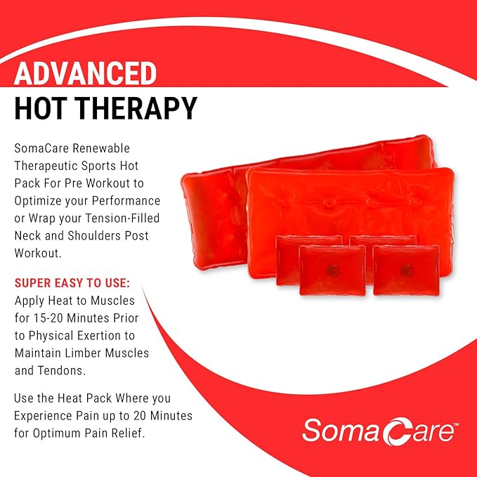 Sport & Back Hot Pack - Pain Relief, Reusable for Neck, Shoulders & Joint Pain, Ease to Use, Click to Activate, Advanced Hot Therapy - Muscle Recovery, for Knee, Cramps, Post & Pre Workout by SomaCare