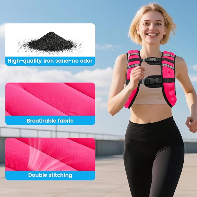 Weighted Vest, 6lb/8lb/12lb/16lb/20lb/30lb for Men, Women with Reflective Stripe, Weight Vests Adjustable for Workout, Strength Training, Running, Fitness, Muscle Building, Weight Loss clearance