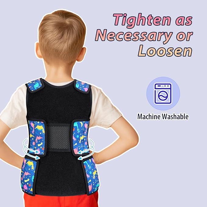 Janmercy Weighted Vest for Kids Ages 4 to 7 and Ages 8+ Boy Girl Adjustable Breathable Compression Vest for Processing Issue(Dinosaur,Medium,Dark Blue)