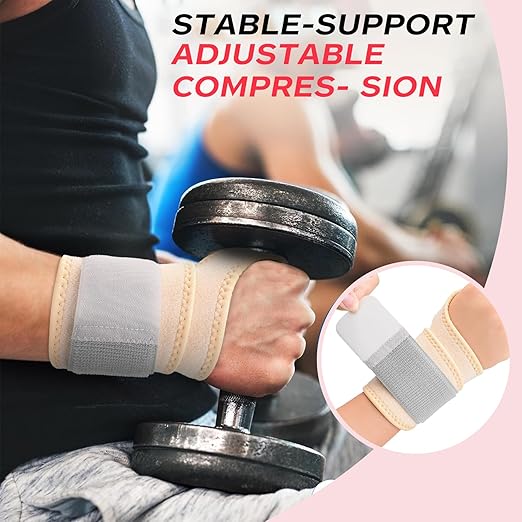 Wrist Brace for Carpal Tunnel 2 Pack Right Left Hand, Wrist Support Wraps for Women Men, Adjustable Wrist Brace for Day Night Support, Tendonitis, Arthritis, Weightlifting, Sports, Grey&Nude