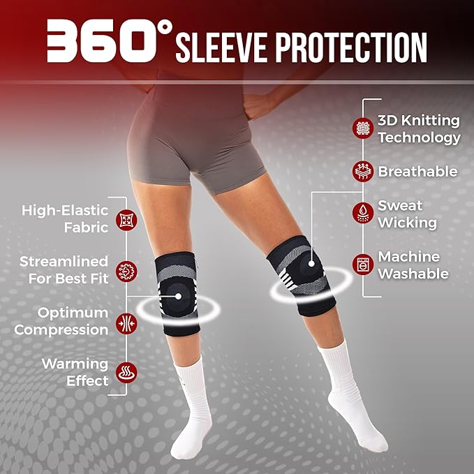 Nordic Lifting Knee Support Brace Compression Sleeves (1 Pair) - Support for Men Women Arthritis Relief & Injury Prevention