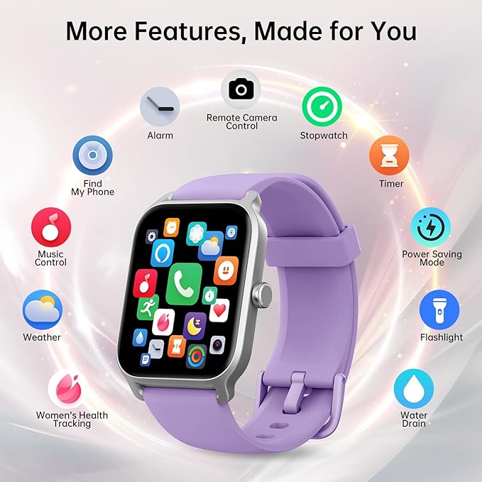 Tensky Smart Watch for Women/Men, 1.85'' HD Activity Smartwatch for iPhone/Android/Samsung, 100+ Sport Modes Fitness Tracker (Answer/Make Call), Alexa Built-in,Sleep/Heart Rate/SpO2 Monitor/Waterproof