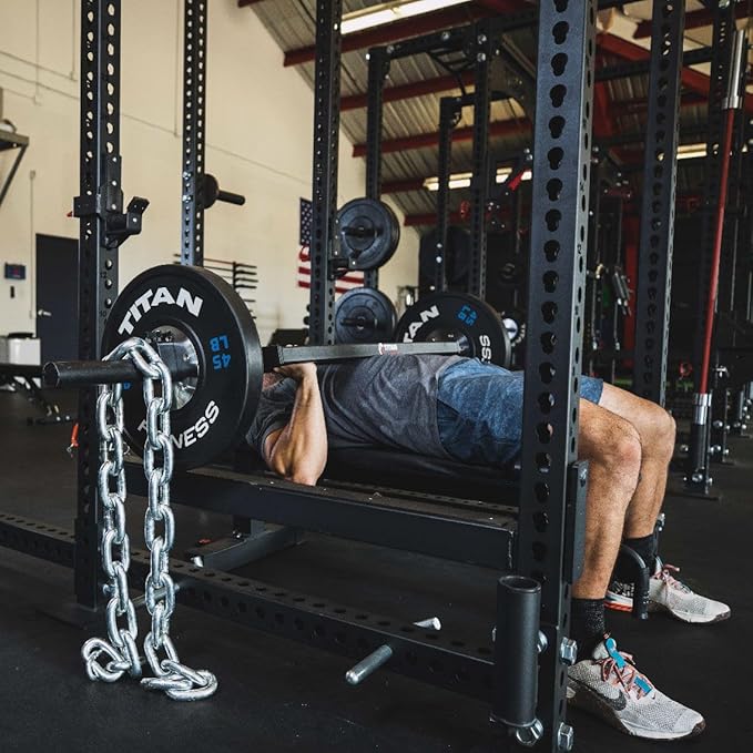 Titan Fitness Pair 6ft 3/4" Heavy Steel Chains, Weightlifting Chains for Resistance, Increase Max Reps, Build Acceleration and Speed, Barbell Accessory for Back Squat, Bench Press, Deadlift
