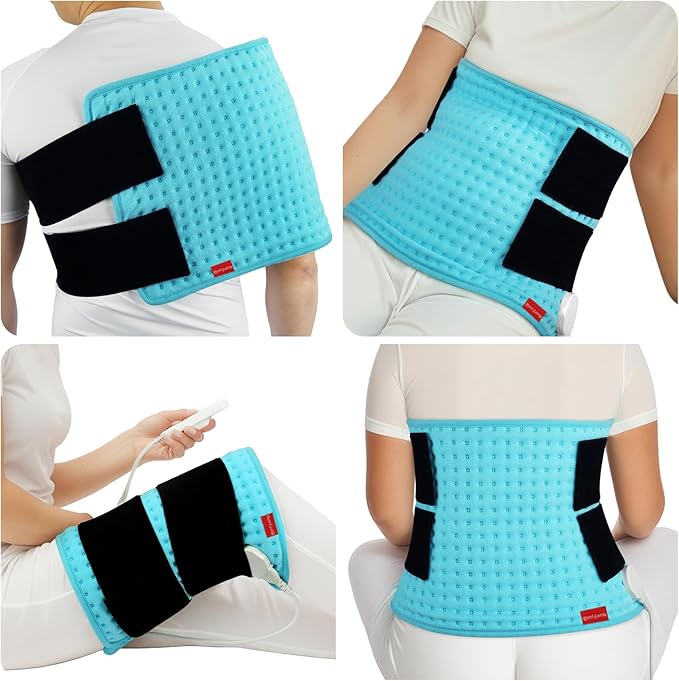 Comfytemp Wearable Heating Pad for Back & Period with 2 Elastic Straps, FSA Eligible 12"×24" Electric Large HSA Heated Pad for Neck Shoulder Leg Knee, Birthday Gifts for Women Men Mom Dad, Washable