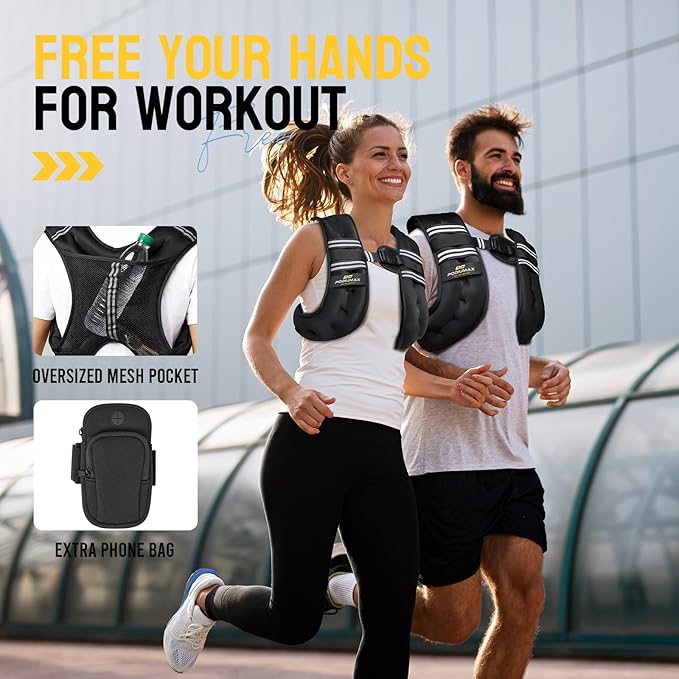 PodiuMax Weighted Vest for Women, 6lb/8lb/12lb/16lb/20lb/25lb/30lb with Adjustable Straps&Phone Bag, Snug Fit, Womens Weighted Vest for Walking, Strength Training, Running, Muscle Building,Weight Loss