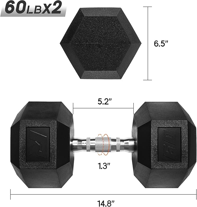 Ritfit 5-650 LBS PVC Encased Hex Dumbbell Sets with Optional Rack for Home Gym, Hand weight with Chrome Handle for Strength Training,Workouts