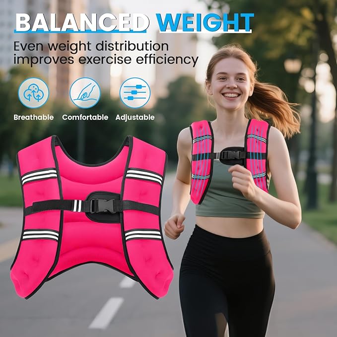 Weighted Vest, 6lb/8lb/12lb/16lb/20lb/30lb for Men, Women with Reflective Stripe, Weight Vests Adjustable for Workout, Strength Training, Running, Fitness, Muscle Building, Weight Loss clearance