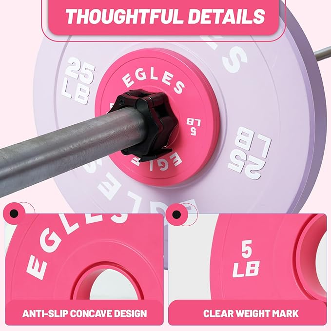 Egles Change Plates Set 1.25LB, 2.5LB, 5LB - Rubber-Coated Weight Plates in Pairs, Olympic Bumper Plates, Color-Coded, IWF Standard, Fit 2-Inch Barbells Strength Training Weight Plates Gym & Fitness