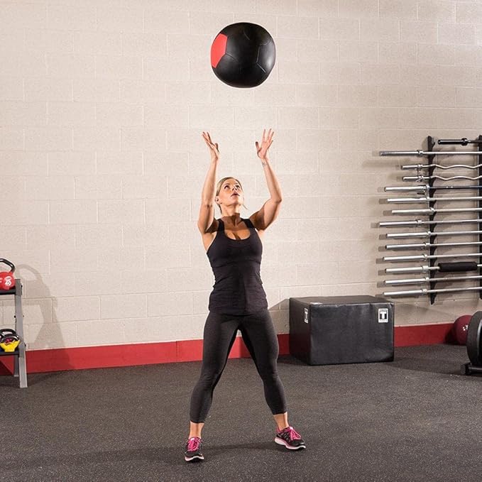 Body-Solid Tools (BSTSMB) Soft Shell Medicine Ball – Non Bouncing Wall Balls for Strength Training, Weight Loss Workout, Core Exercise and Home Gym Fitness, Black, 6-30lbs Weight