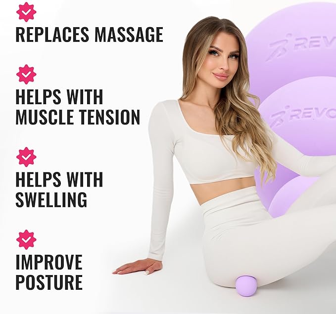 3 in 1 Massage Ball Set - Lacrosse Balls for Myofascial Release, Back Pain Relief, Face Fitness, Trigger Points, Yoga, Physical Therapy, Muscle Recovery and Soft Deep Tissue Massage (Purple)