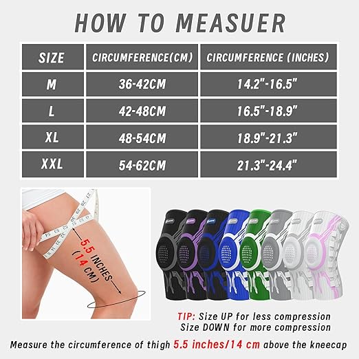 Kuangmi Knob Knee Brace for Pain Relief, Knee Support with Patella Gel Pad & Side Stabilizers, Compression Knee Sleeve for Workout, Arthritis, Joint Pain, Meniscus Tear (Green White,Right,X-Large,Single)