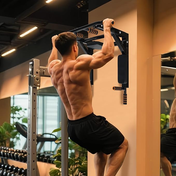 BDL Wall Mounted Pull Up Bar Chin Up bar Multifunctional Dip Station for Indoor Home Gym Workout, Power Tower Set Training Equipment Fitness Dip Stand Supports to 440 Lbs