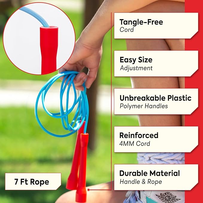 Buy Jump Ropes Short Handle Freestyle Jump Rope - Flexible Licorice Kids Jump Ropes - Smooth and Tangle Free long skipping rope for Kids - Toddler Jump Rope for Schools, Teams, and Cardio Workout