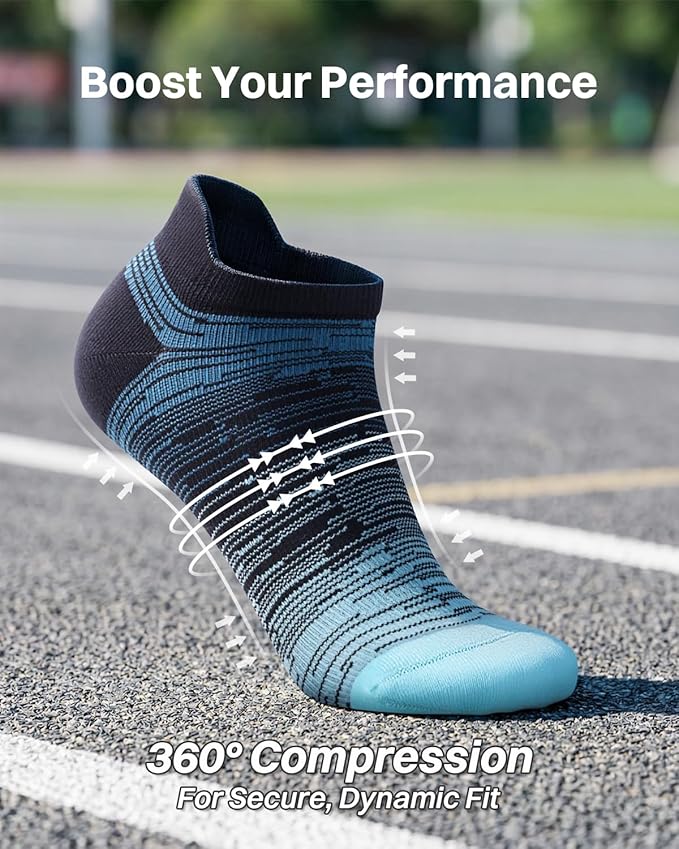 LEVSOX Ankle Compression Socks for Women Men Cushioned Running Support Socks for Plantar Fasciitis Relief 3 Pairs