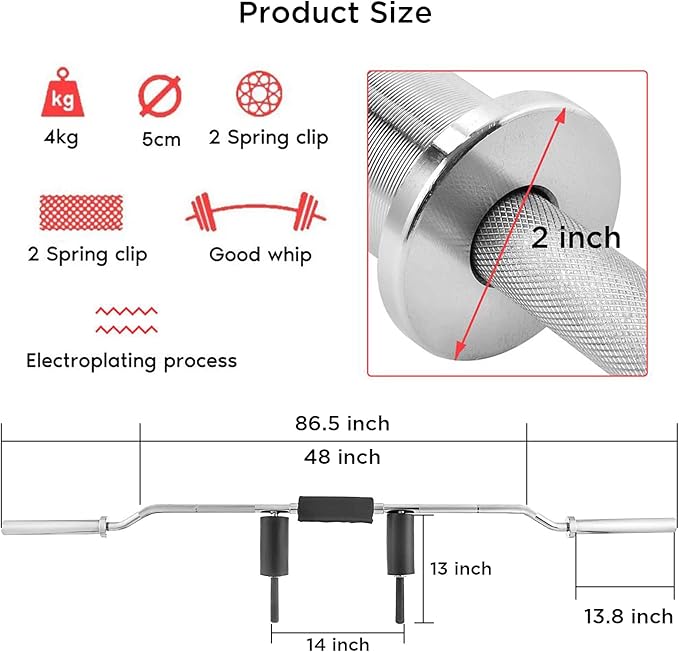 Olympic Safety Squat Bar - 700lbs, Shoulder & Arm Pads for Weight Lifting