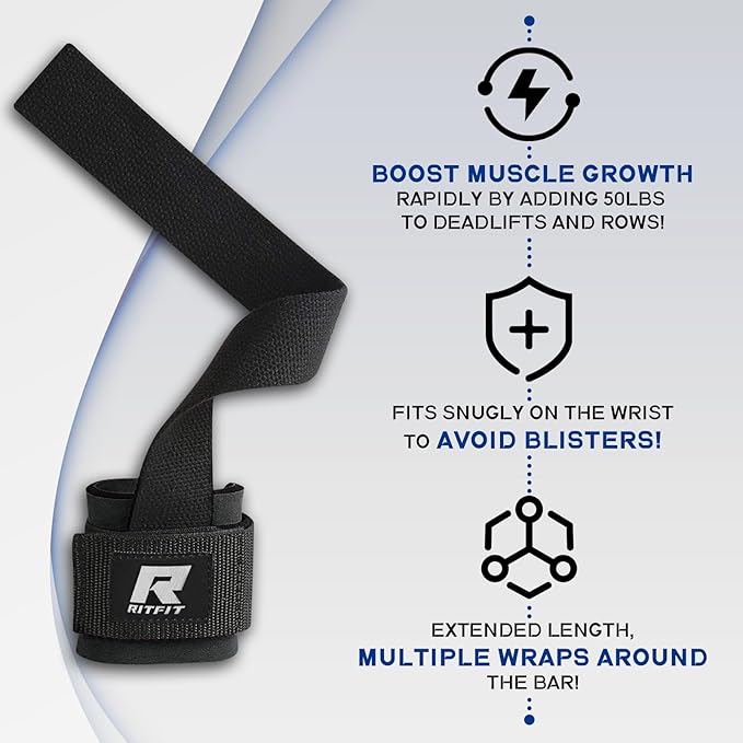 RitFit Wrist Wraps, Wrist Straps for Weightlifting, Wrist Support for Working Out, Bodybuilding, MMA, Powerlifting, Strength Training, Men & Women