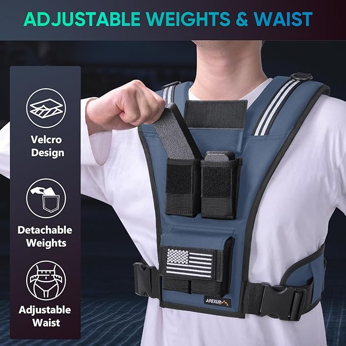 APEXUP Adjustable Weighted Vest Men 20lbs/30lbs/40lbs Weights with Reflective Stripe, Weight Vest Woman Workout Vest for Strength Training Running Walking