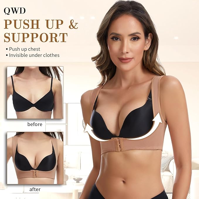 QWD Sleeveless Chest Brace Push up for Woemn Posture Corrector Back Shaper Vest Shapewear Tops