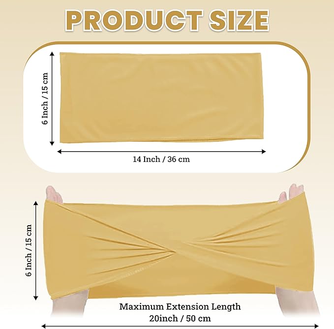 VDS Pack of 100 PCS | Gold | Spandex Chair Sashes Bows Without Buckle | Stretch Elastic Banquet Universal Folding Chair Band Tie with for Wedding Party Conference Celebration Event Decoration