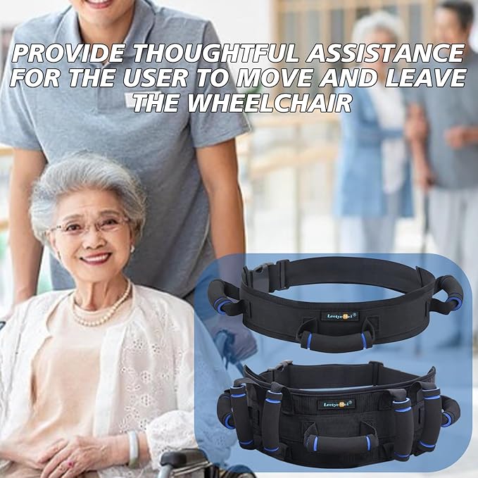 2PCS Gait Belt, Gait Belts for Seniors, Gait Belt with Handles, Gate Belts Medical for Elderly, Transfer Belt for Elderly, Lift Belt Physical Therapy Strap, Medical Safety Patient Assist (7&3 Handles)