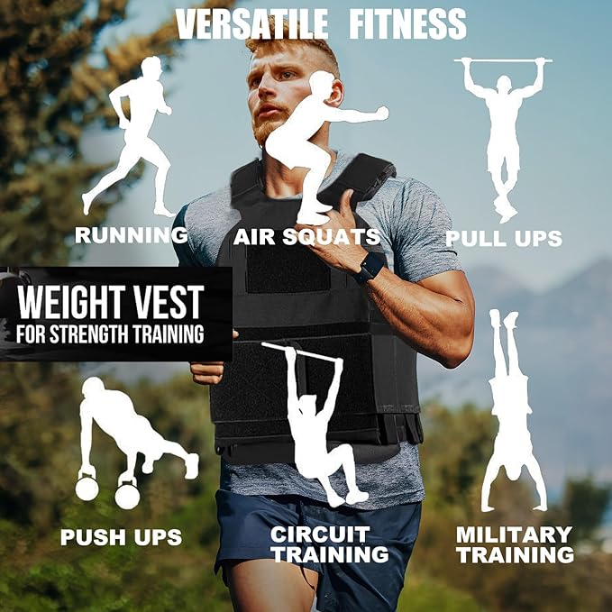 Weighted Vest for Men and Women Adjustable Weight Vests Low Profil Vest Quick Release Strength and Endurance Training Fitness Tactical Running Workouts