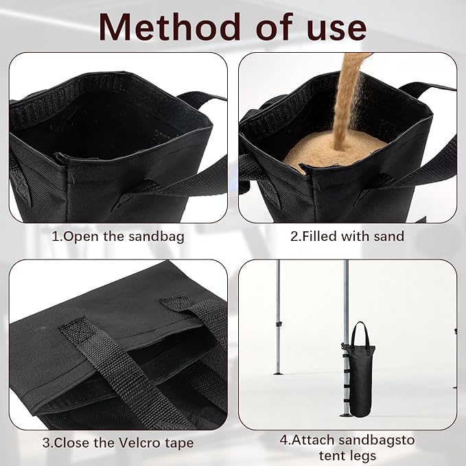 12 Pack Canopy Weight SandBags, 264 LBS Black Extra Large Heavy Duty Canopy Weights Sand Bags for Canopy Outdoor Advertising Sunshade Fixed Windproof Pop up Canopy Tent, Without Sand