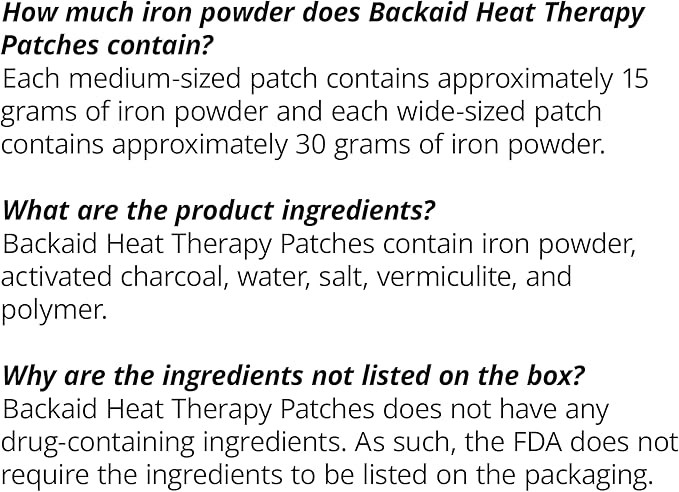Backaid Heat Therapy Patch, Air-Activated Therapeutic Heat, Wide for Lower Back and Hip Pain Relief, 6 Count