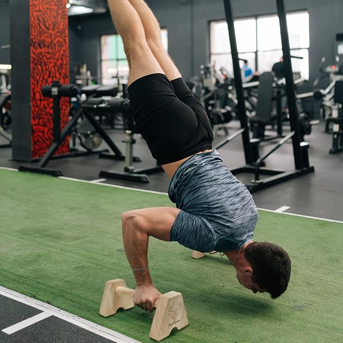 Calisthenics Bars, Push Up Bar Handstand Blocks,Parallel Bars for Calisteniamadera L Sit Bars Gymnastics Equipment