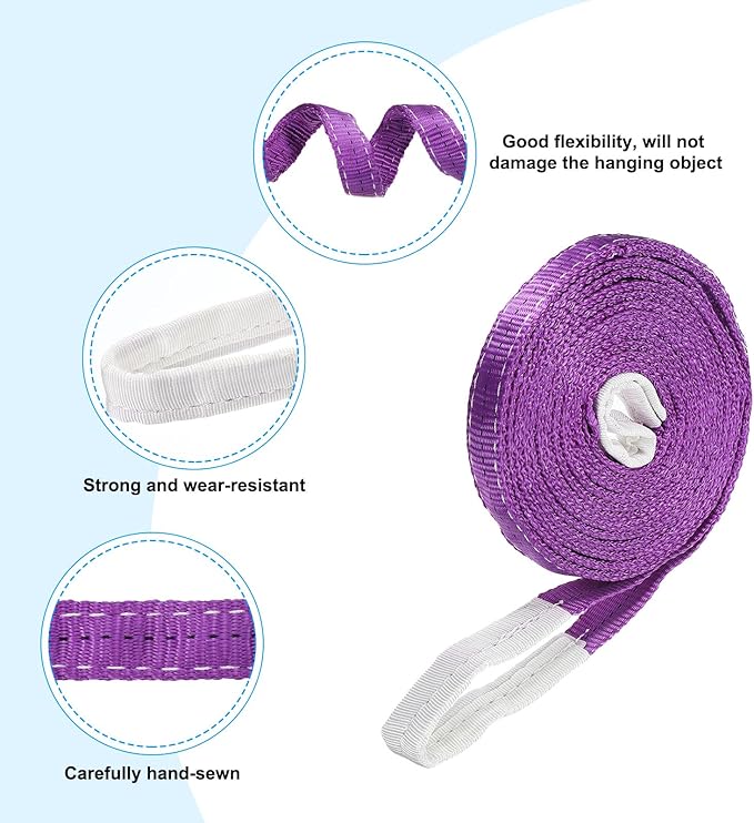 PATIKIL Lifting Slings Straps, 1 Pcs Polyester 16ft Heavy Web Slings Duty Flat Lifting Belts Pull Lifting Straps Slings Mount(2204lbs), Purple