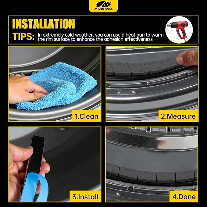 MIKKUPPA Black Wheel Weights - 1/2oz, 0.5oz (504pcs, 252oz/Box) Low Profile, Easy to Peel, Adhesive Stick on Tire Weights for Cars, Trucks, SUVs, Motorcycles, RC Cars, OEM Quality
